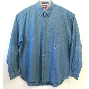 Vintage‎ Tommy Hilfiger Mens Shirt  X-Large Blue Denim Chambray Long Sleeve